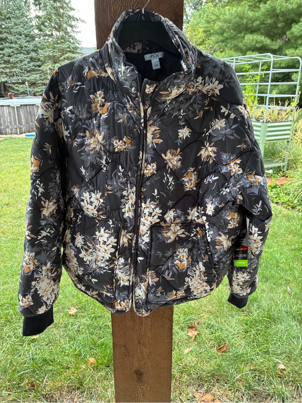 FLEX NWT Women's Black Floral Puffer Jacket